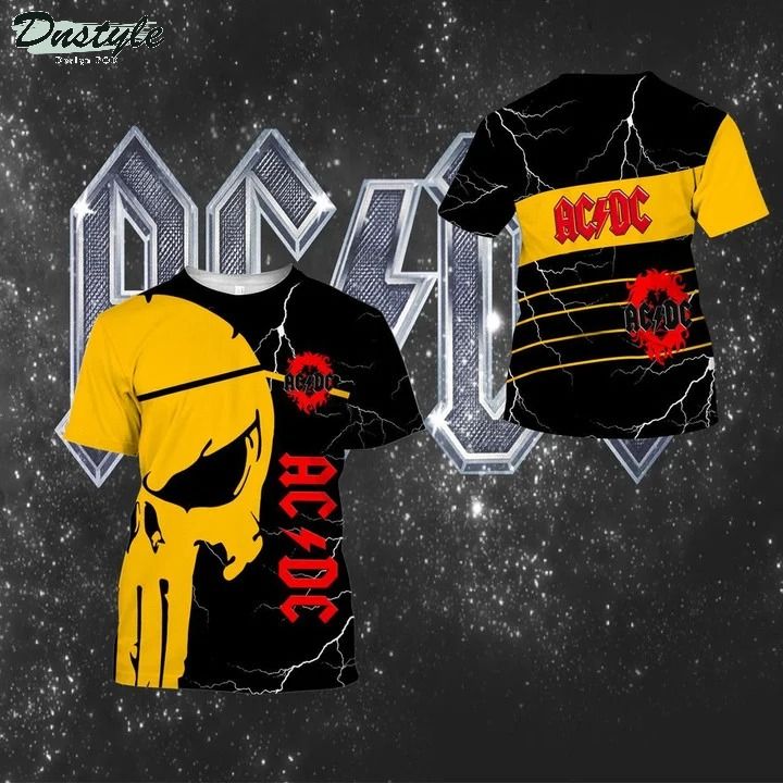 ACDC yellow 3d all over printed hoodie