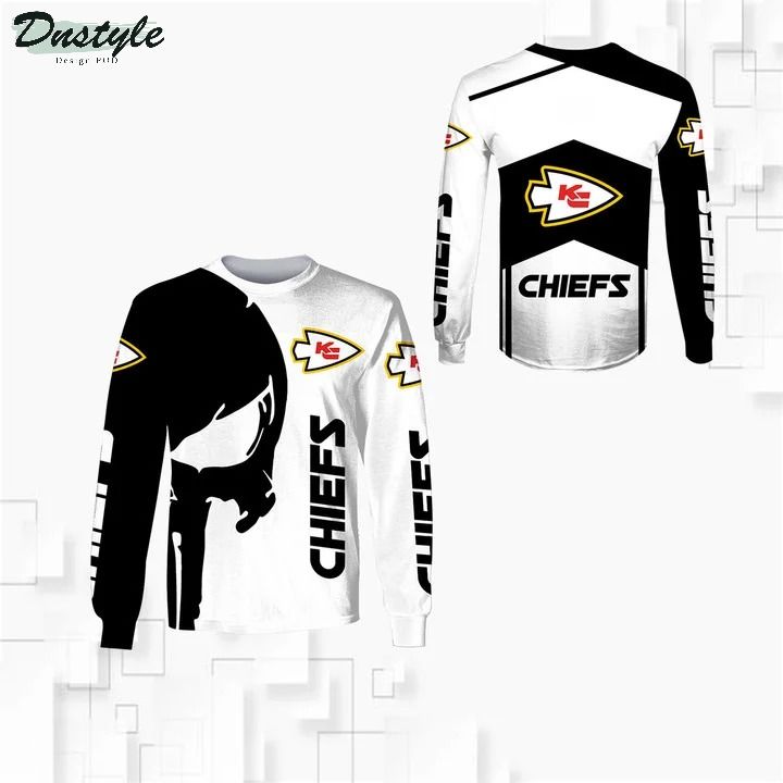 Kansas city chiefs black and white 3d all over printed hoodie