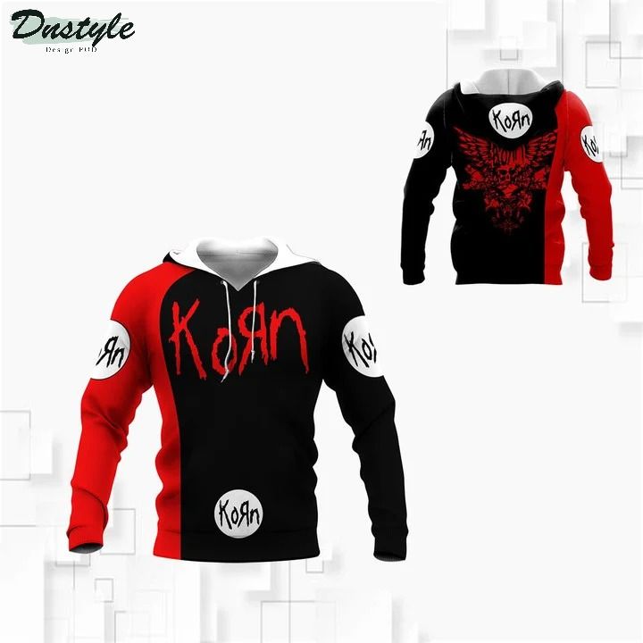 Korn red 3d all over printed hoodie