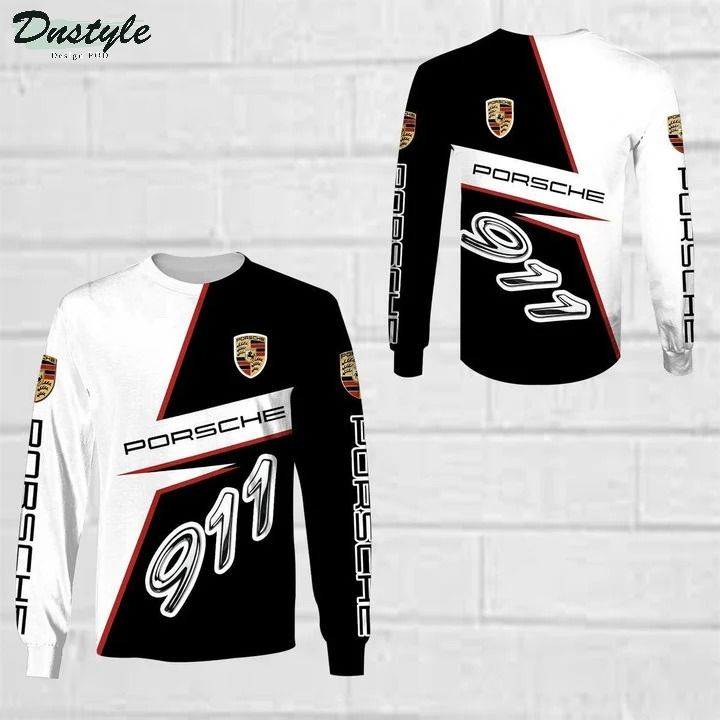 Porsche 911 black and white 3d all over printed hoodie