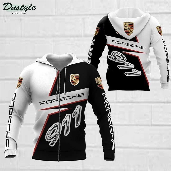 Porsche 911 black and white 3d all over printed hoodie