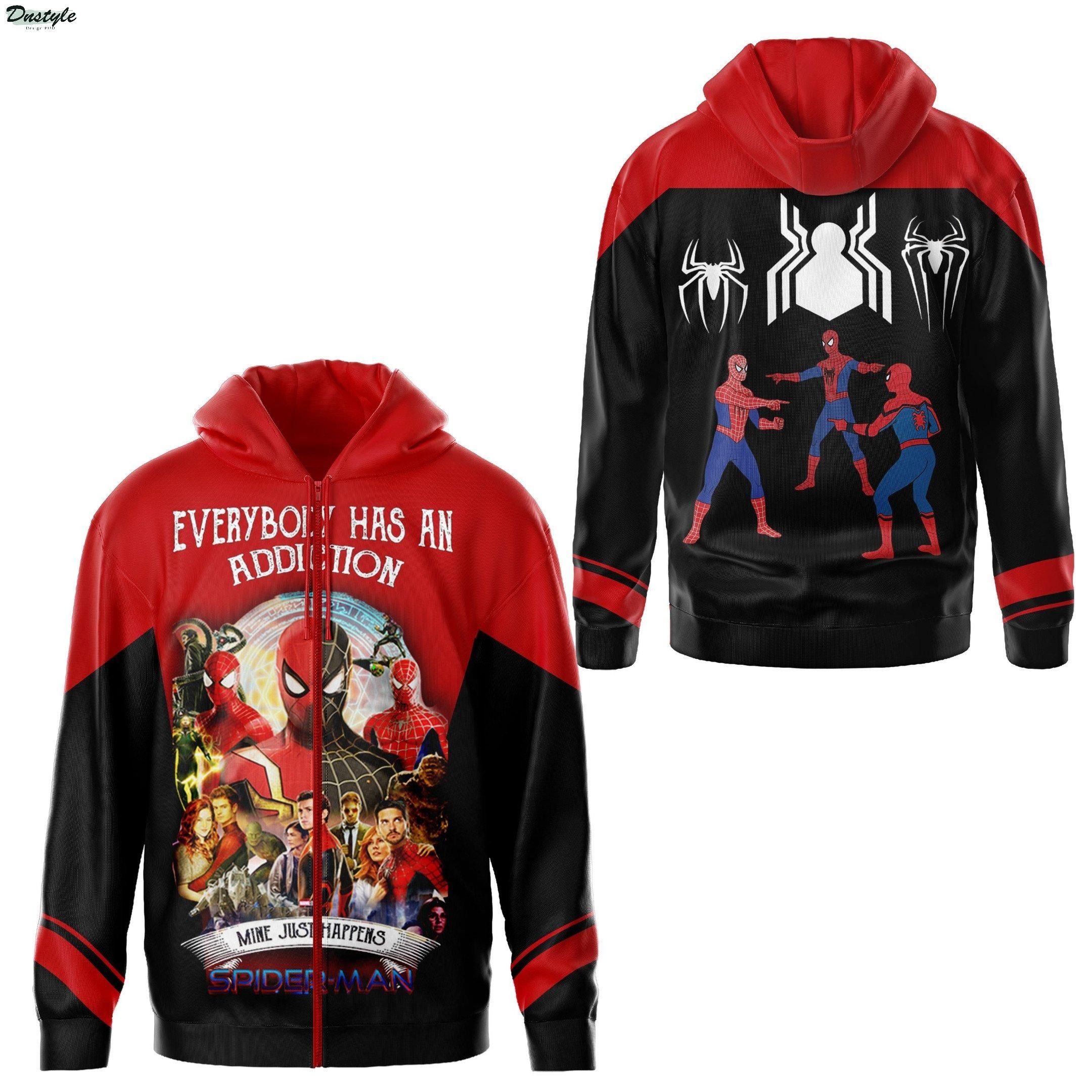 Spider man everybody has an addiction mine just happens 3d hoodie