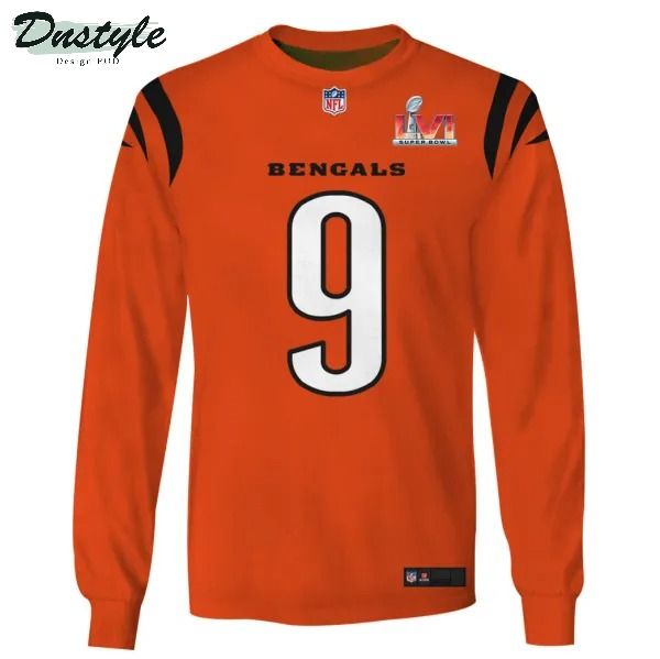 Cincinnati bengals NFL Burrow number 9 3d all over printed orange hoodie