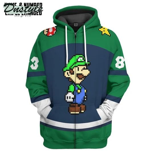 Luigi sports custom name and number 3d hoodie