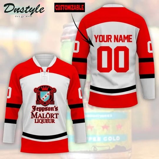 Jeppson's malort liqueur custom name and number hockey jersey