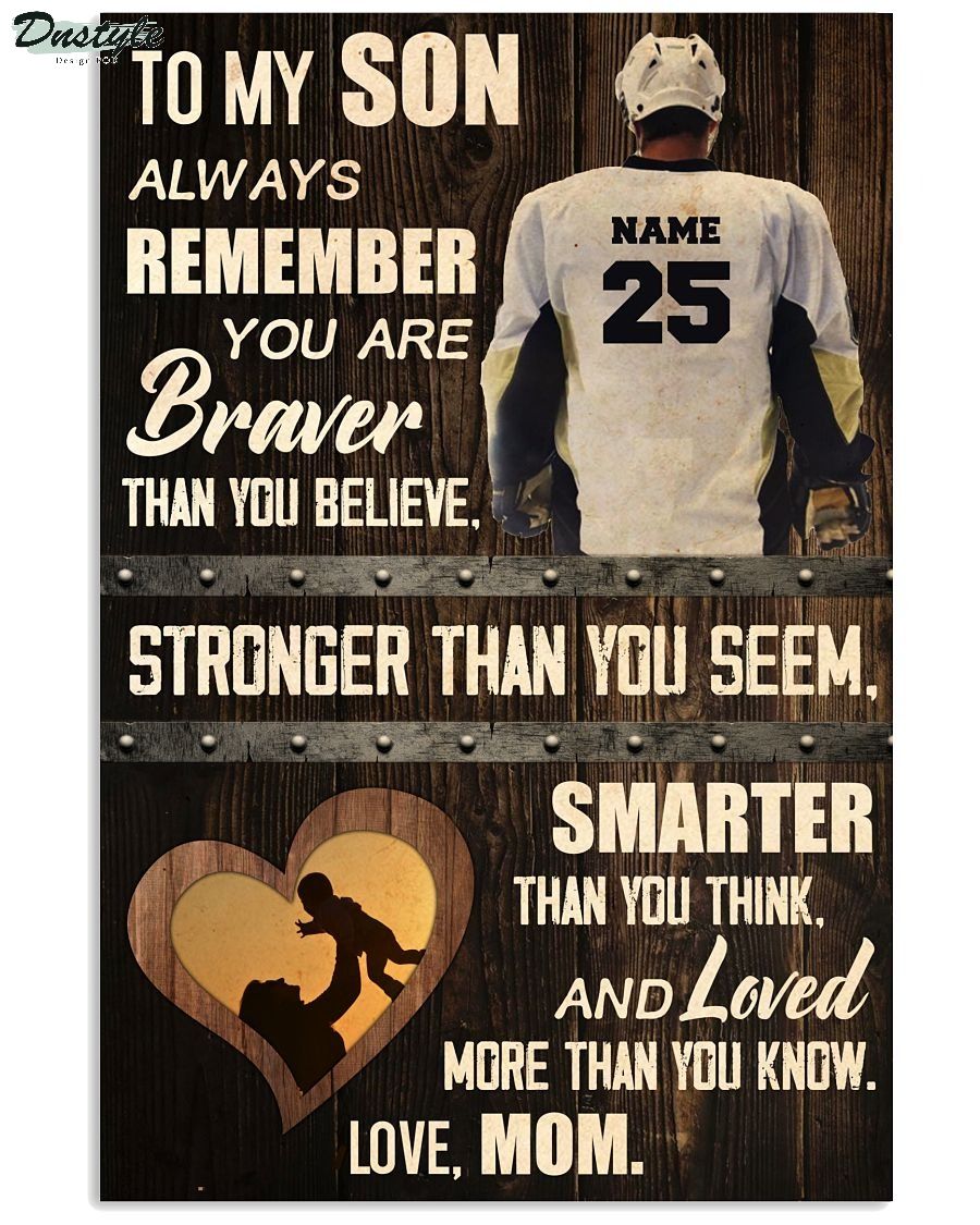 Personalized hockey to my son always remember you are braver poster