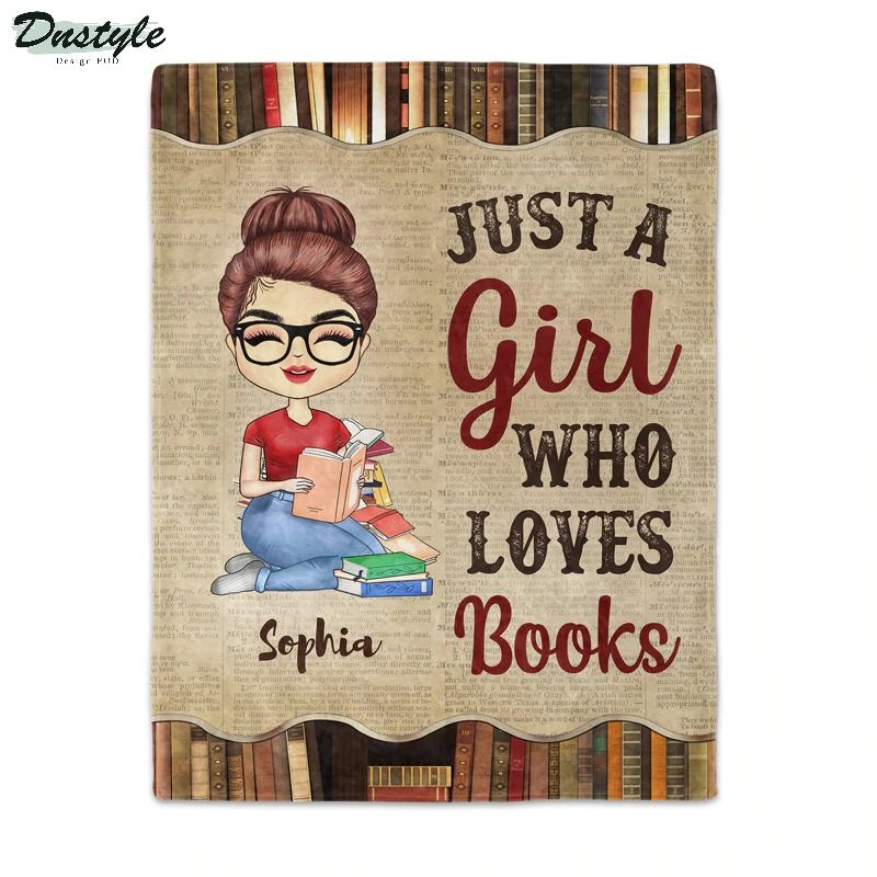 Personalized just a girl who loves books fleece blanket
