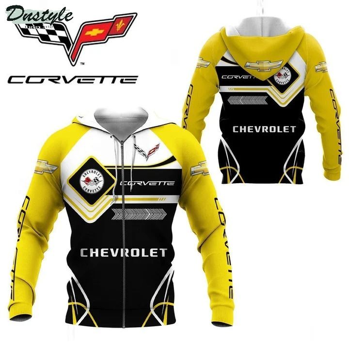 Chevrolet corvette yellow 3d all over printed hoodie