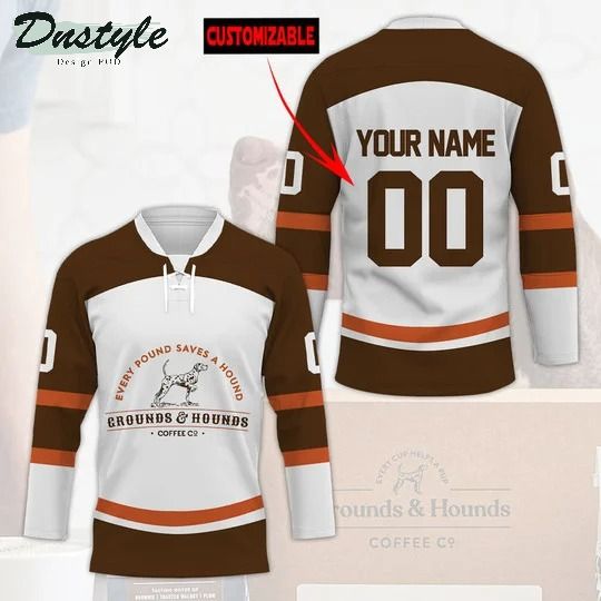 Ground and hounds coffee custom name and number hockey jersey