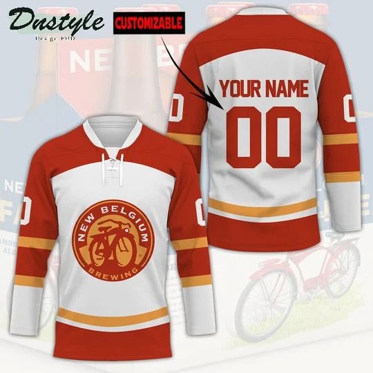 New belgium brewery custom name and number hockey jersey