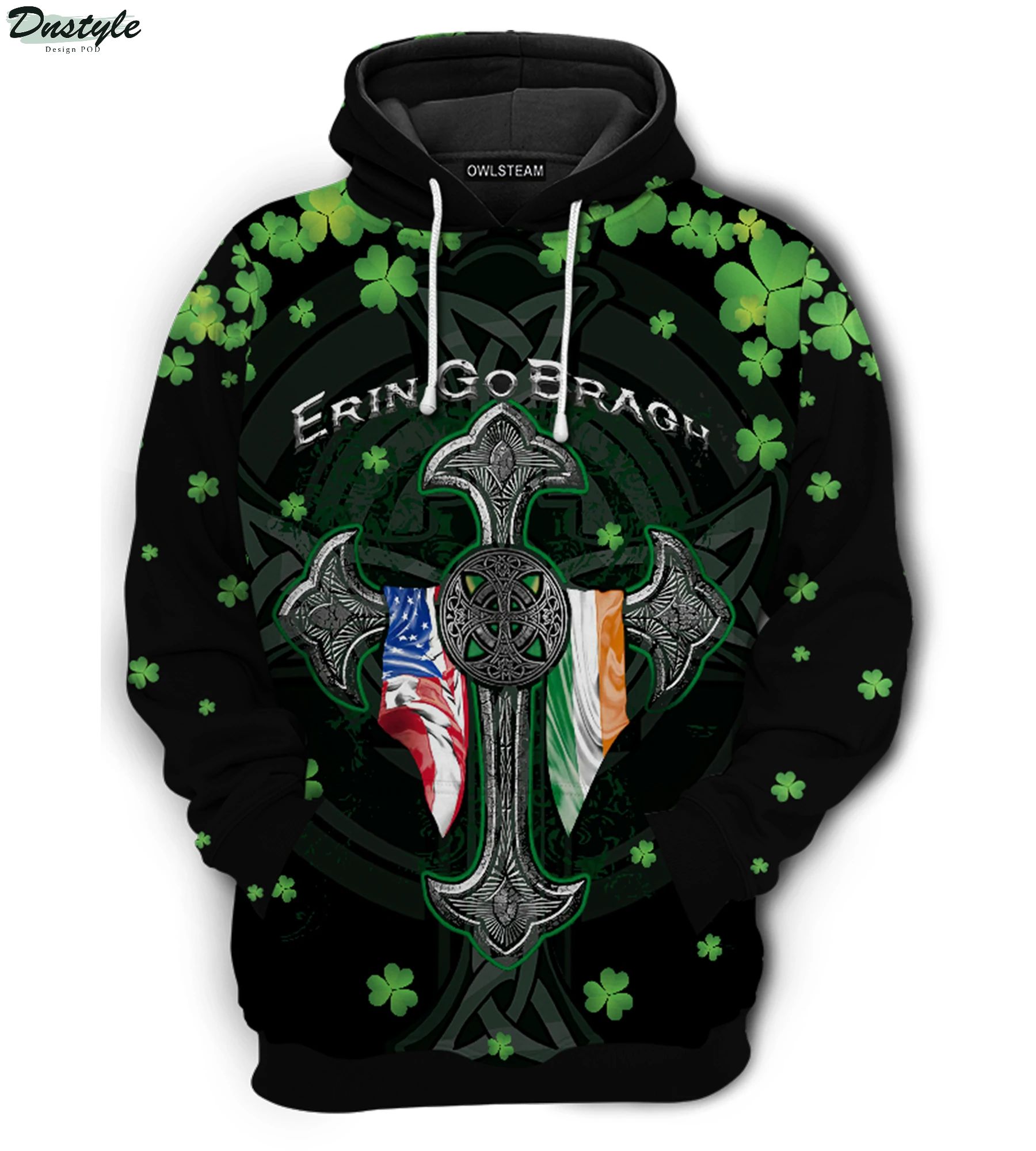 Irish erin go bragh American flag clover 3d printed hoodie
