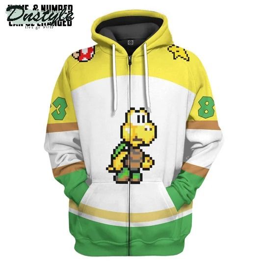 Green koopa troopa sports custom name and number 3d hoodie