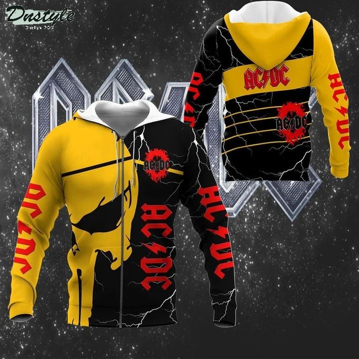ACDC yellow 3d all over printed hoodie