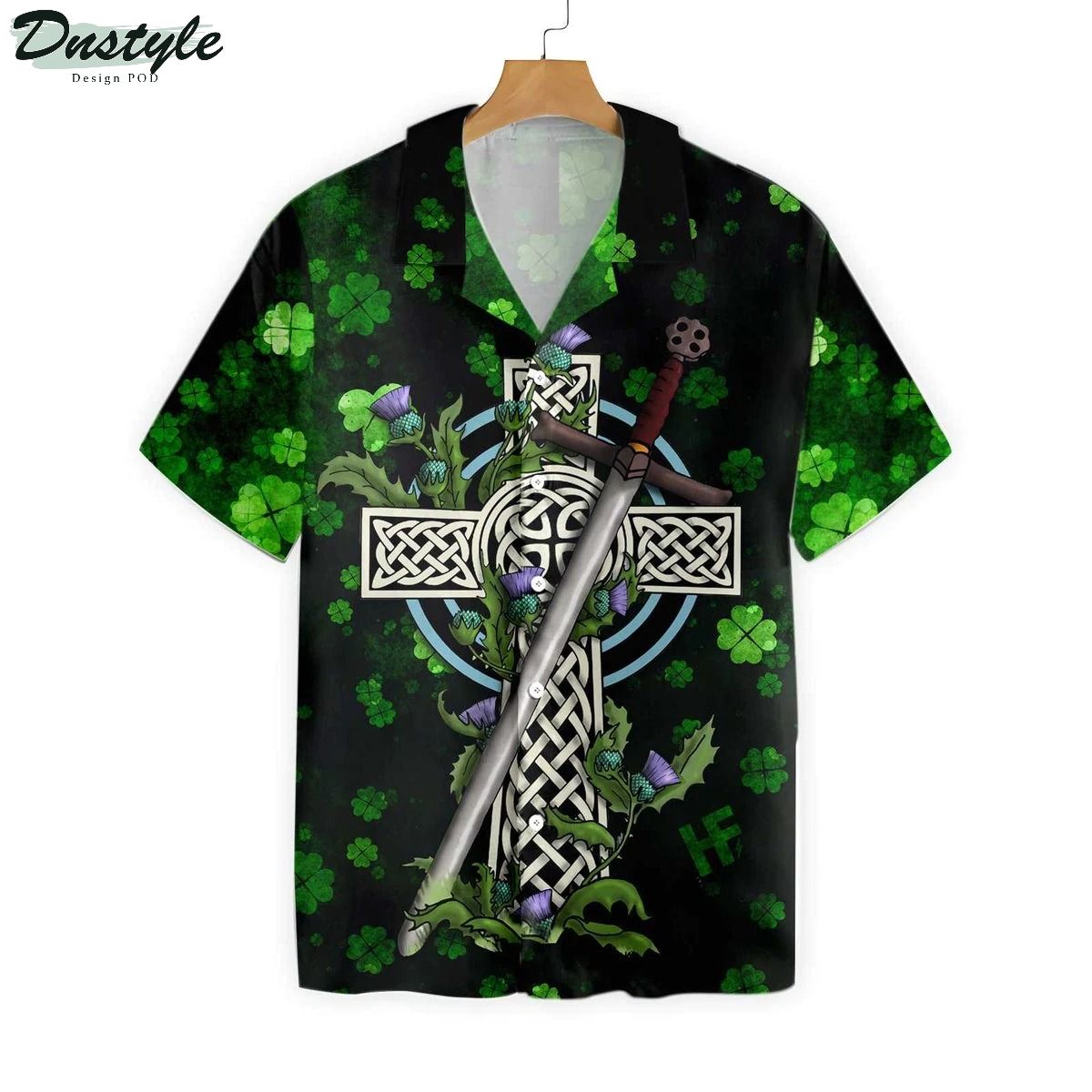 Celtic cross irish by blood hawaiian shirt