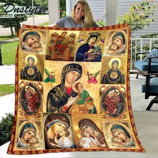Virgin mary and her child throw blanket