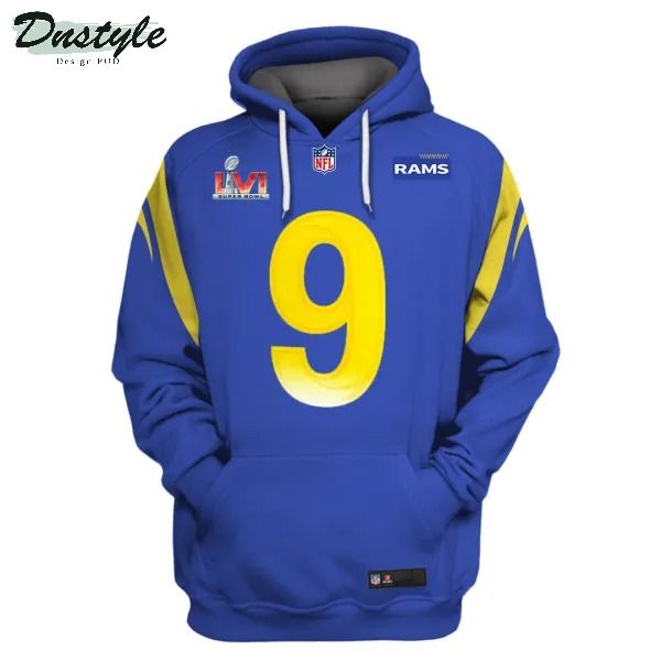 Los angeles rams NFL Stafford number 9 3d printed blue hoodie