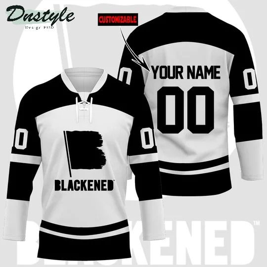 Blackened whiskey custom name and number hockey jersey