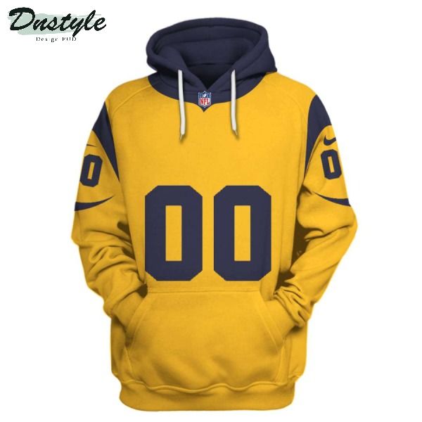 Personalized Los angeles rams NFL 3d printed yellow hoodie