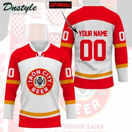 Iron city beer custom name and number hockey jersey