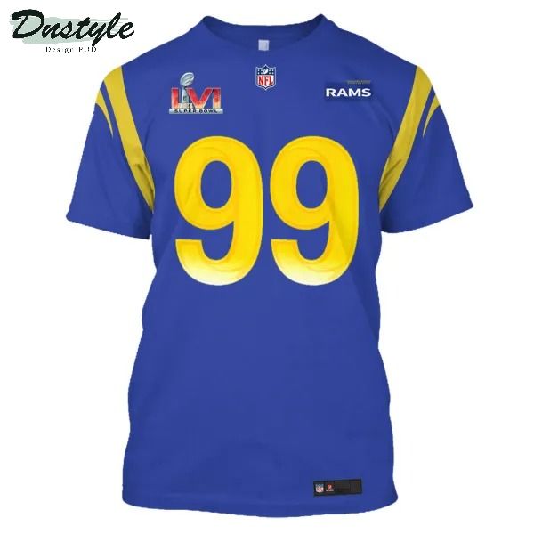 Los angeles rams NFL Donald number 99 3d printed blue hoodie