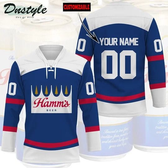 Hamms beer custom name and number hockey jersey