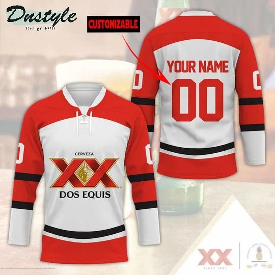 Dos equis beer custom name and number hockey jersey