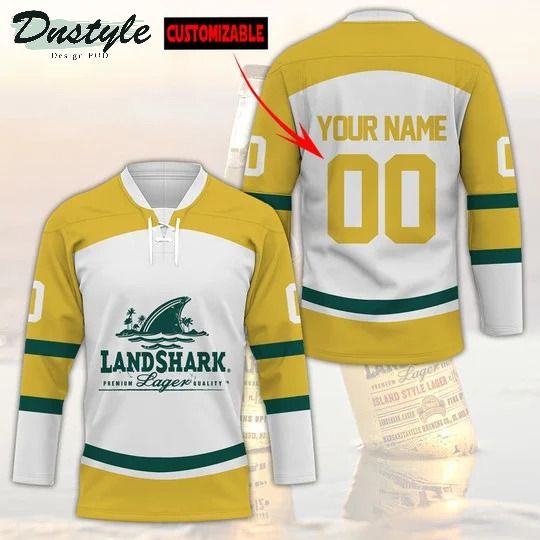Landshark lager custom name and number hockey jersey