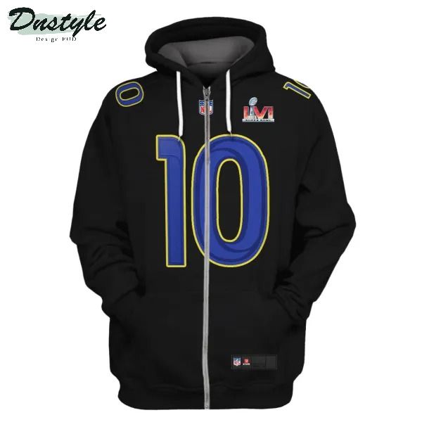 Los angeles rams NFL Kupp number 10 3d printed black hoodie