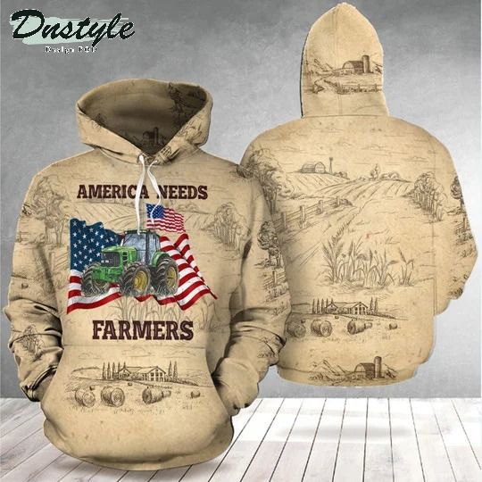America Need Farmers 3d all over printed hoodie