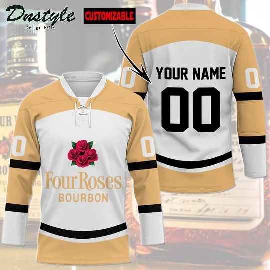 Four Roses bourbon custom name and number hockey jersey