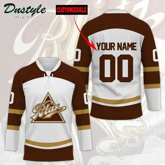 Blatz beer custom name and number hockey jersey