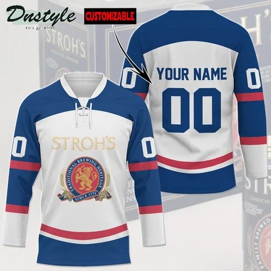 Stroh rum custom name and number hockey jersey