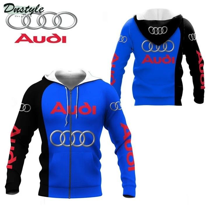 Audi blue 3d all over printed hoodie