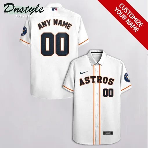 Houston Astros MLB Personalized name and number white hawaiian shirt