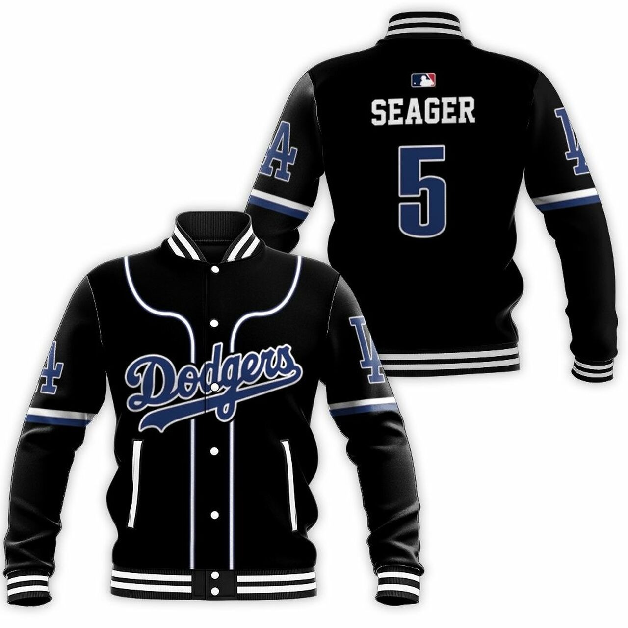 Los Angeles Dodgers Corey Seager 5 Mlb 2020 Black Baseball Jacket