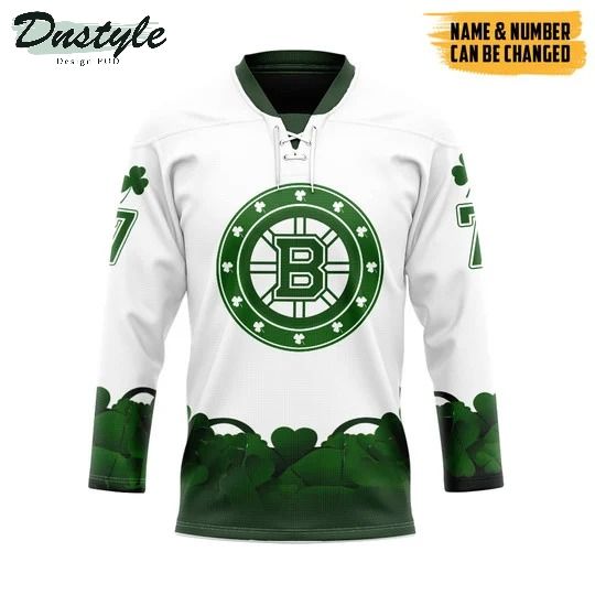Boston Bruins NHL 2022 st patrick day custom name and number hockey jersey