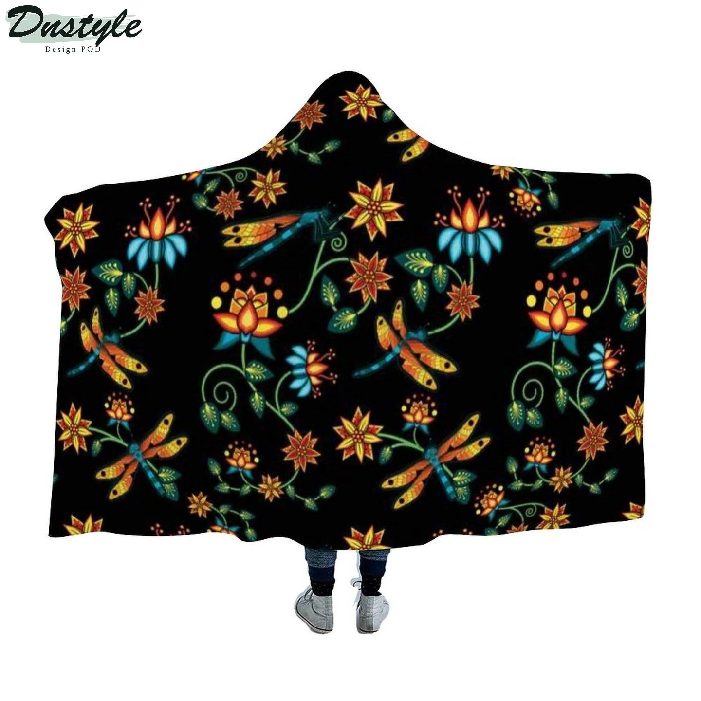 Dragon Lily Noir Hooded Blanket