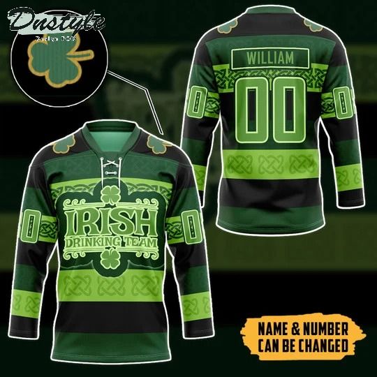 Irish drinking team st patrick's day custom name and number hockey jersey