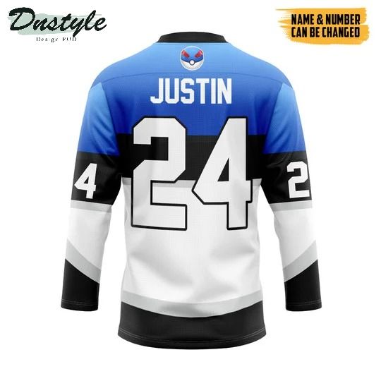 Pokemon trainers great ball custom name and number hockey jersey