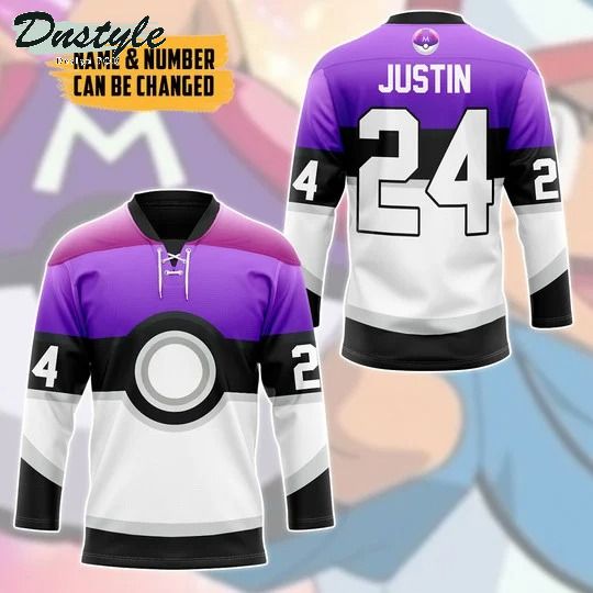 Pokemon trainers master ball custom name and number hockey jersey