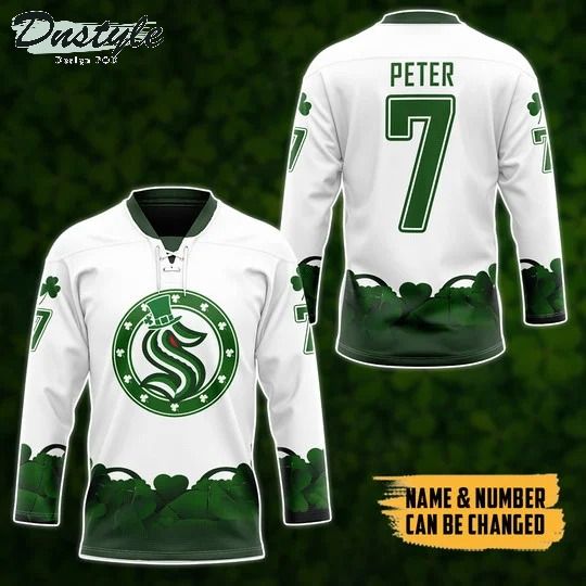 Seattle Kraken NHL 2022 st patrick day custom name and number hockey jersey