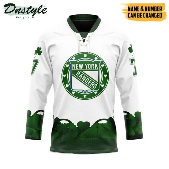 New York Rangers NHL 2022 st patrick day custom name and number hockey jersey