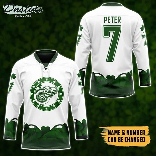 Detroit Red Wings NHL 2022 st patrick day custom name and number hockey jersey