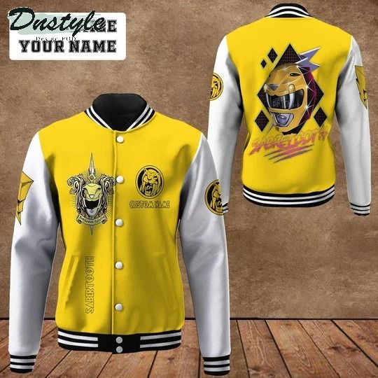 Mighty morphin power ranger yellow custom name baseball jacket