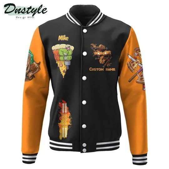 Orange michelangelo tmnt mike mikey cosplay custom name baseball jacket