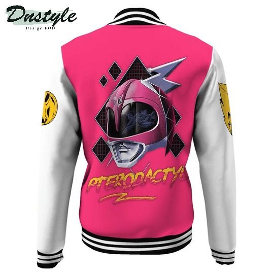 Mighty morphin power ranger pink custom name baseball jacket