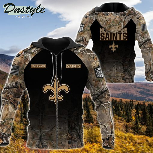 New Orleans Saints NFL Personalized Hunting Camo 3d Hoodie