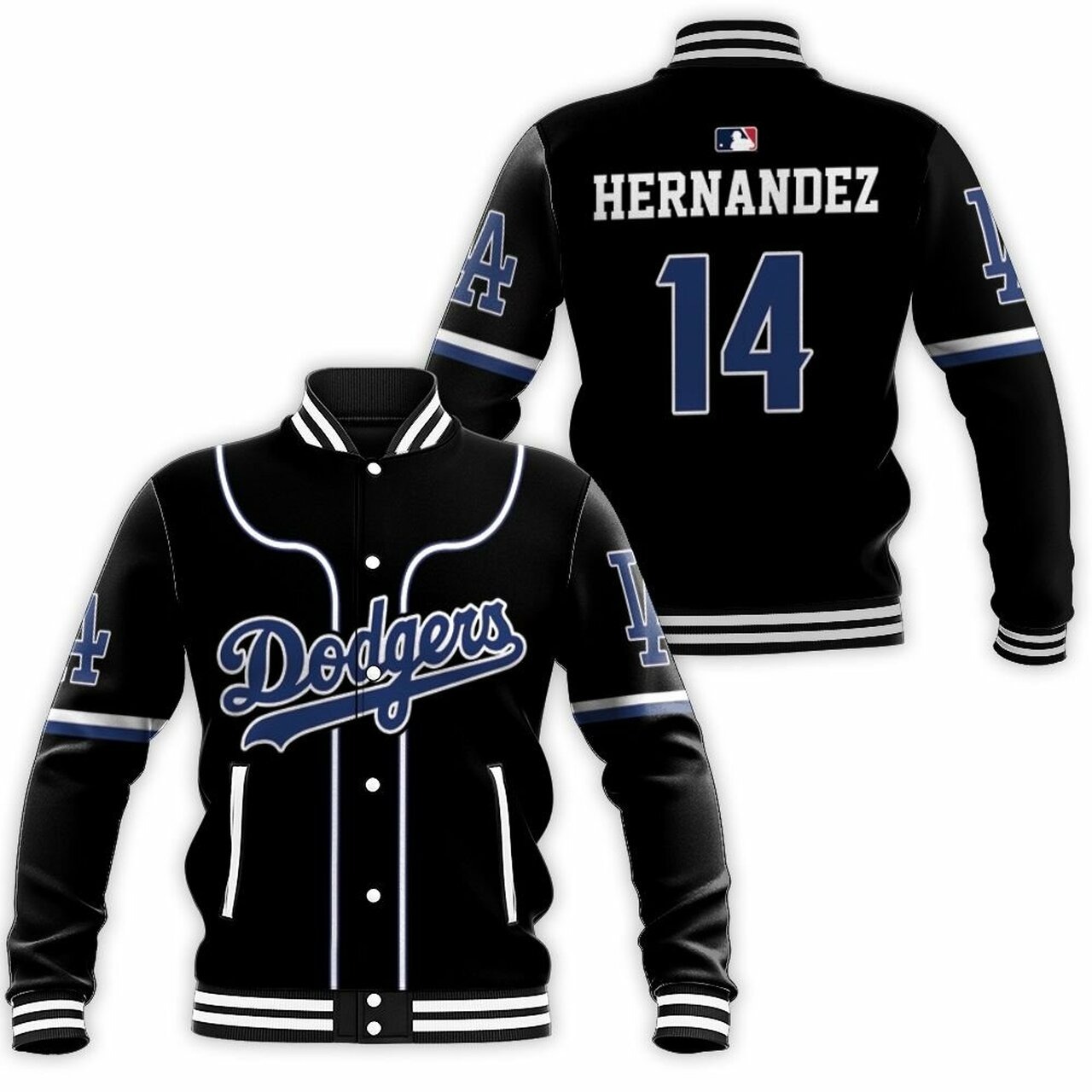 Los Angeles Dodgers Enrique Hernandez 14 Mlb 2020 Black Baseball Jacket