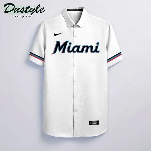 Miami Marlins MLB Personalized white hawaiian shirt