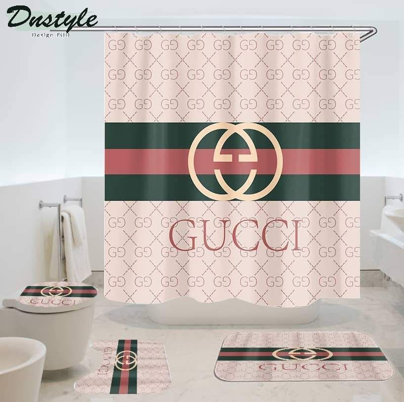 Gucci Gold Bathroom Mat Shower Curtain